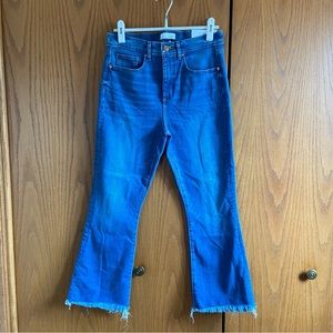 👖 LOFT High Waist Flare Crop stretch jeans with Raw Hem | Size 8/29
